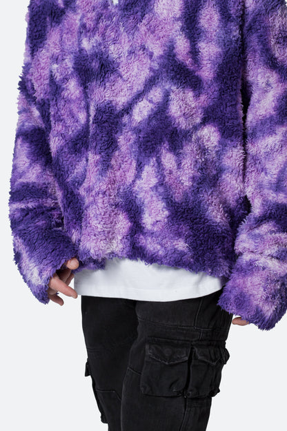 Tie Dye Sherpa Pullover - Purple