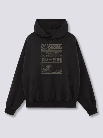 Front Print - Tokyo Wave Hoodie