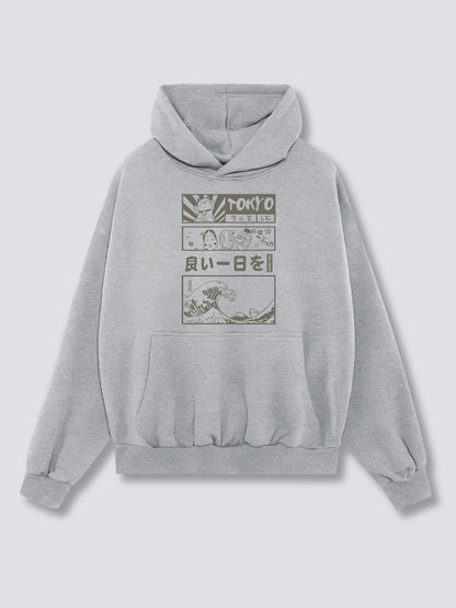 Front Print - Tokyo Wave Hoodie