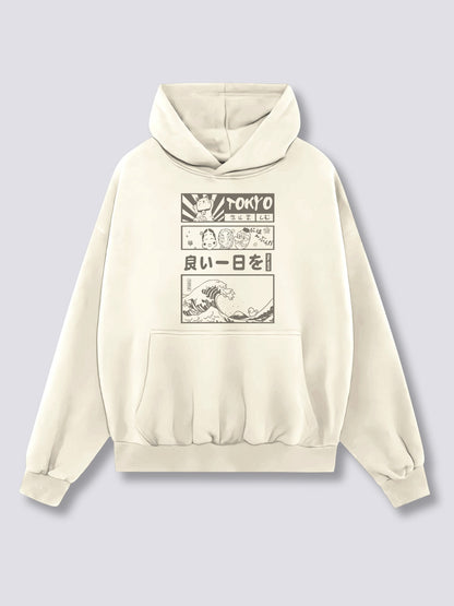 Front Print - Tokyo Wave Hoodie