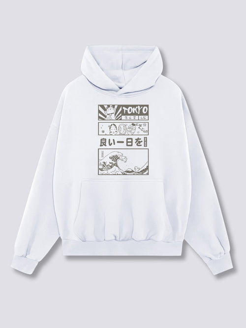 Front Print - Tokyo Wave Hoodie