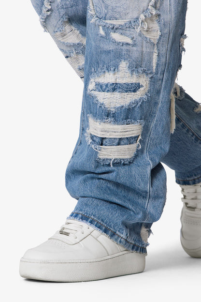 Ultra Baggy Better Repaired Denim - Light Blue