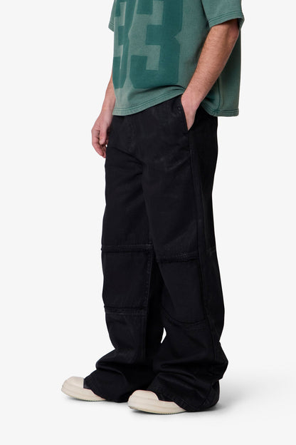 Ultra Wide Waxed Work Pants - Black