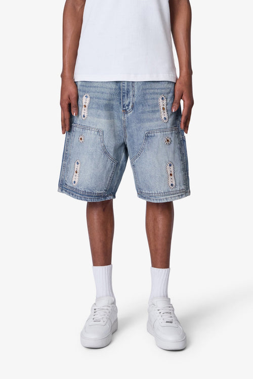 Western Jewel Denim Shorts - Blue