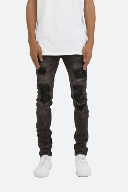 X226 Stretch Moto Denim - Black/Black