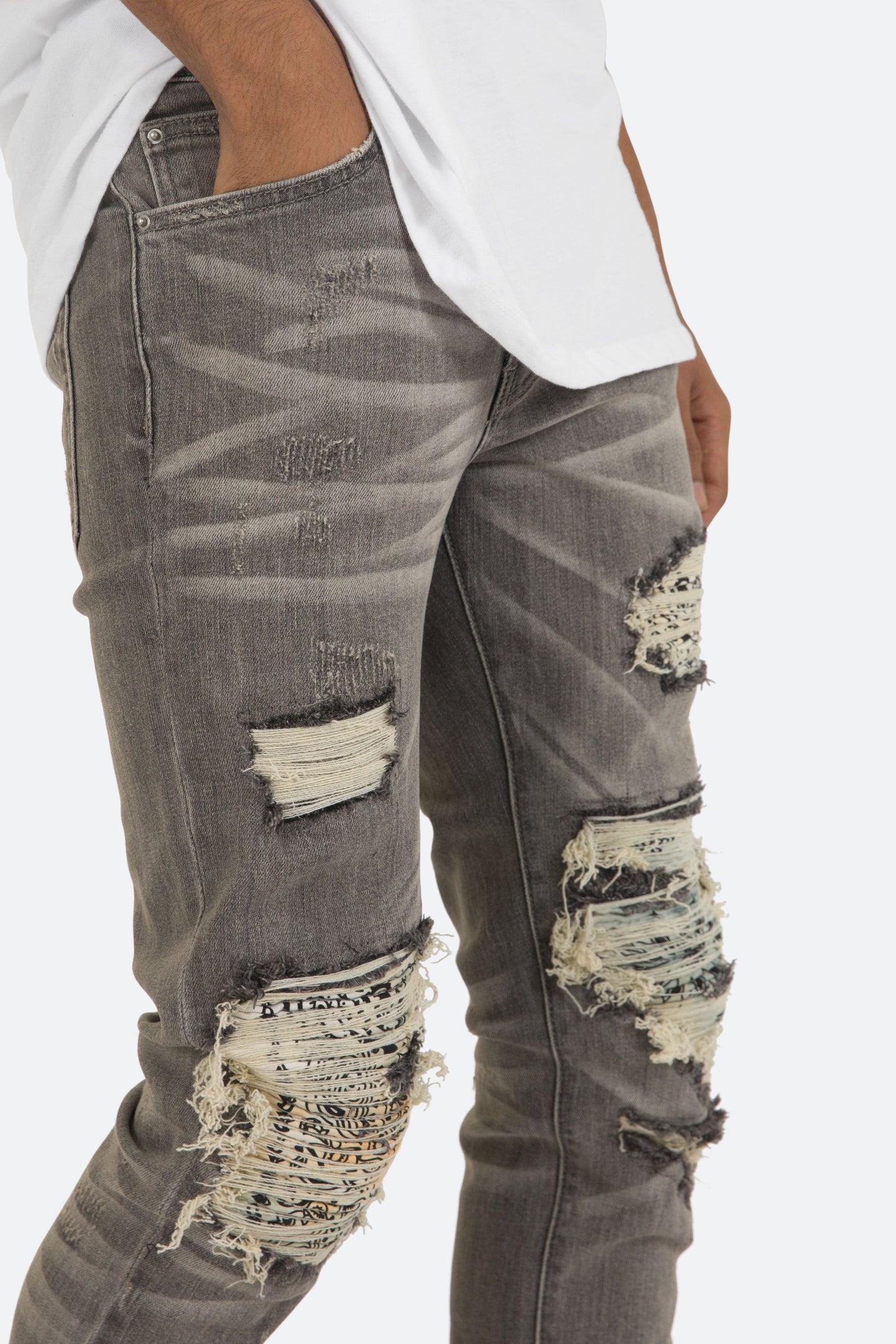 X284 Moto Skinny Denim - Grey/Blue