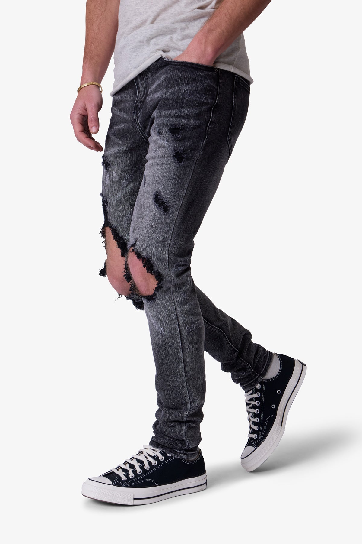 X738 Chewed Up Denim - Washed Black