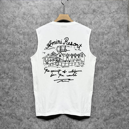 Amiri tank top sketch country printing