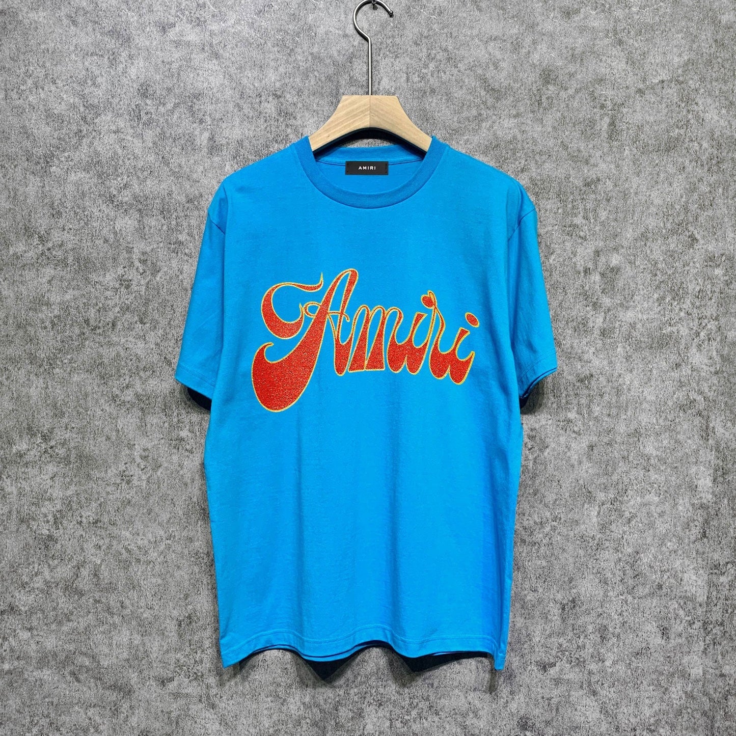 Amiri t shirts flame gold letterprinting short sleeves