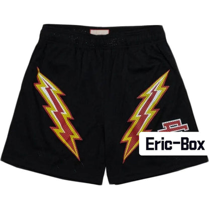 Black Red Lightning Mesh Shorts