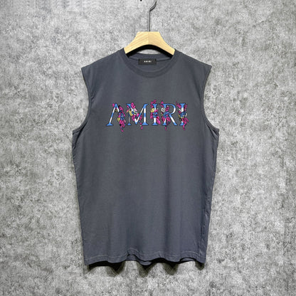 Amiri tank top pink flower letterprinting