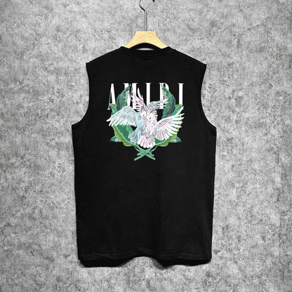 Amiri tank top pink parrot printing