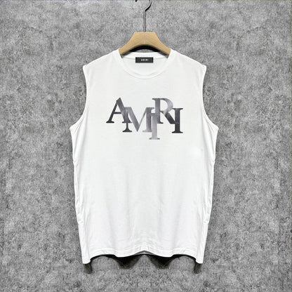 Amiri tank top gray gradient letterprinting