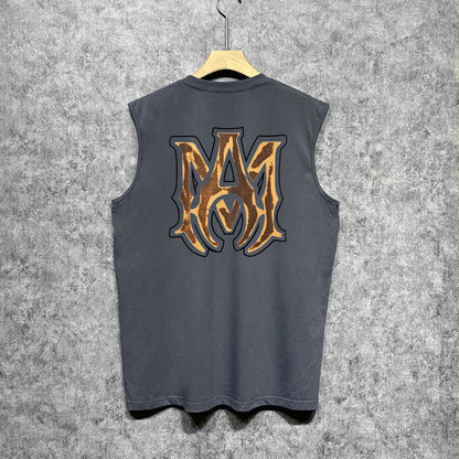 Amiri tank top splashed paint skeleton printing