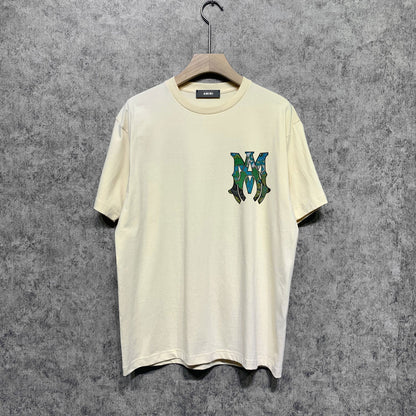 Amiri t shirts camouflage letterprinting short sleeves