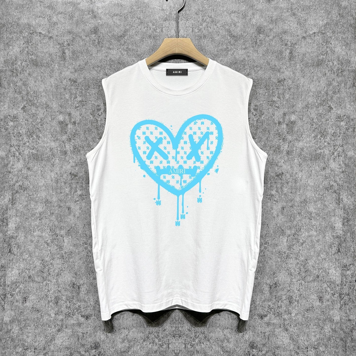 Amiri tank top splash paint heartprinting